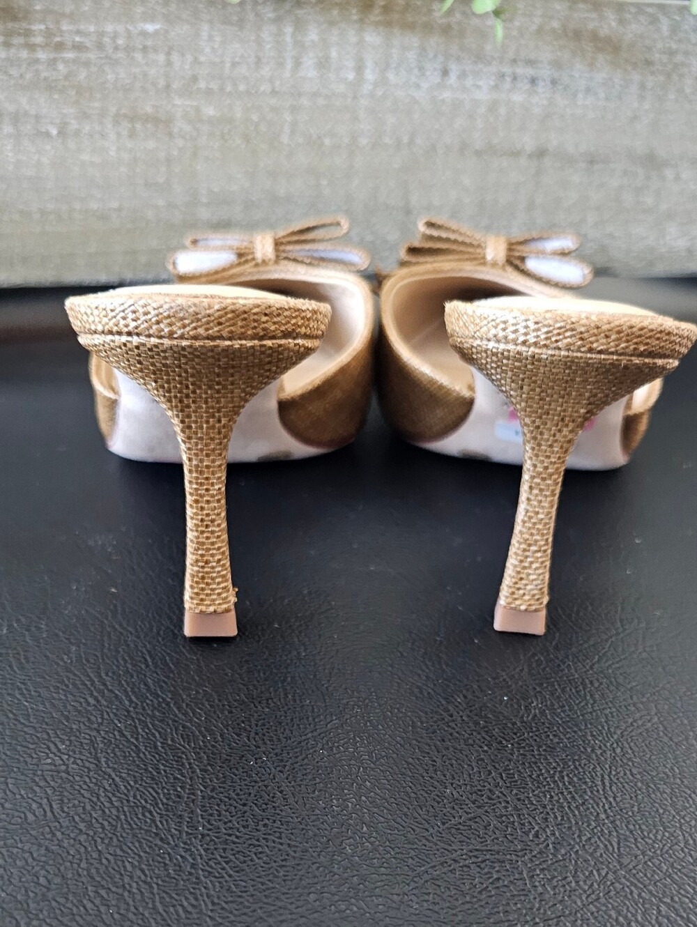 ANTONIO MELANI Neutral Textured Pointed-Toe Bow Mules Shoes Women's Sz 9.5 - Picture 3 of 8